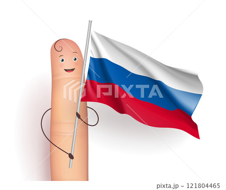 Russia flag hold by finger 121804465