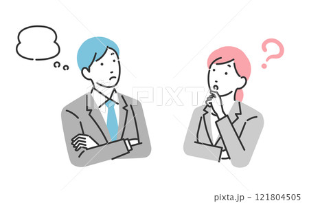 考えているポーズのビジネスパーソンのイラスト 121804505