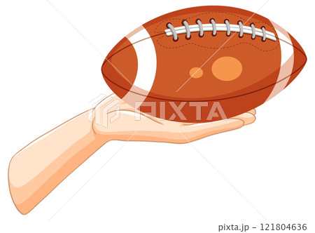Hand Holding a Football Illustration 121804636