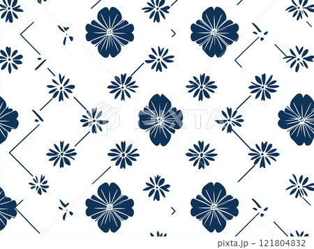 和風の花模様をあしらったシンプルなパターンデザイン 和風の花模様をあしらったシンプルなパターンデザイン 121804832