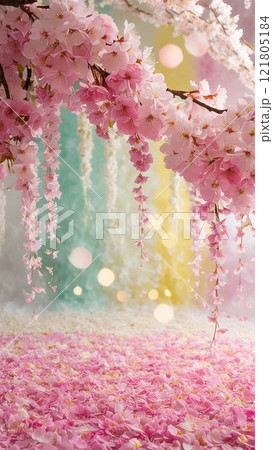 満開の桜とピンク色のグラデーションの綺麗なお花 121805184