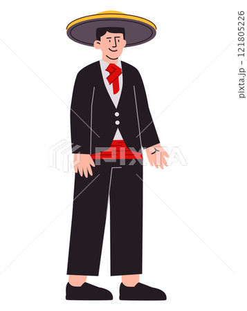 Italian man wearing Italy formal cultural traditional dress attire heritage clothes hat headdress suit culture expressive face colorful character design 121805226