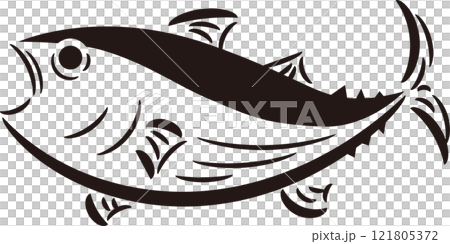 シンプルなカツオの手書き風イラスト 121805372