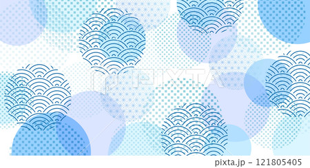 グラデーション　青　幾何学　模様　背景 121805405