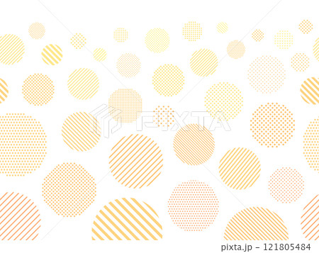 ドットとストライプ柄のオレンジ色の円の背景 121805484