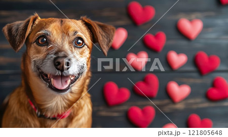 犬とハートのモチーフ 犬とハートのモチーフ 121805648