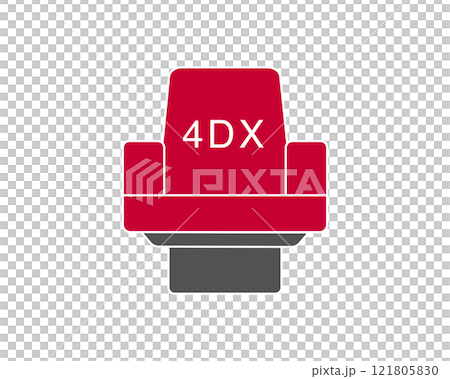 紅色 4DX 椅子的簡單插圖(白色輪廓) 紅色 4DX 椅子的簡單插圖(白色輪廓) 121805830