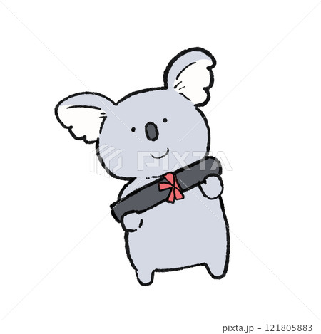 卒業証書を持つコアラ 121805883