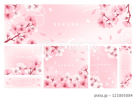 桜のテンプレートセット_ピンク 121805884