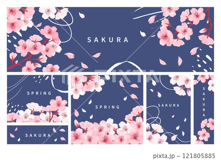 桜のテンプレートセット_紺色 121805885