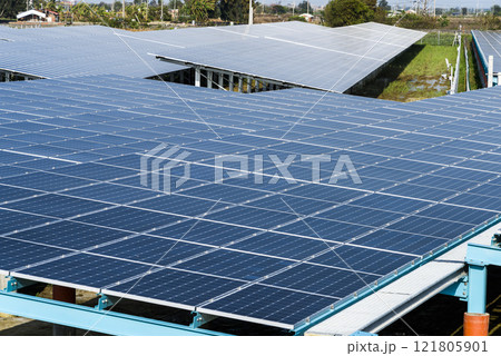 Close-up of Photovoltaic panels for renewable electrical energy production in Taiwan. 121805901