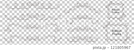 リボンのフレームのベクターイラストセット　線画　りぼん　飾り 121805967