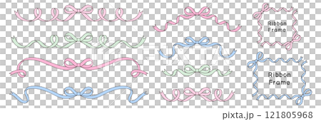 リボンのフレームのベクターイラストセット 線画 りぼん 飾り リボンのフレームのベクターイラストセット 線画 りぼん 飾り 121805968