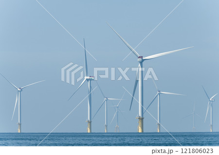 View of the Offshore wind power systems off the western coast of Taiwan. 121806023