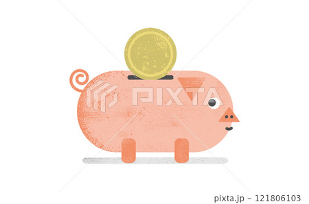 金運アップ！豚さん貯金箱のイラスト 121806103
