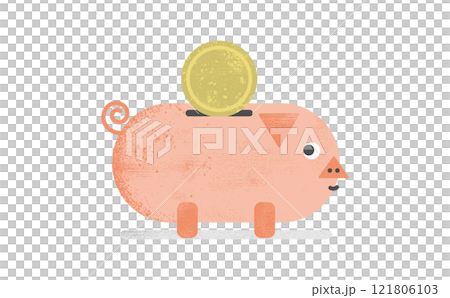 金運アップ！豚さん貯金箱のイラスト 121806103