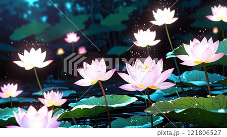 水面に浮かぶ蓮の花 水面に浮かぶ蓮の花 121806527