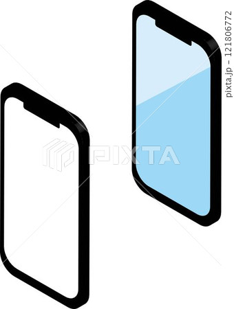 アイソメトリック　スマホ　スマートフォン　モバイル　携帯電話　アイコン　イラスト素材セット 121806772