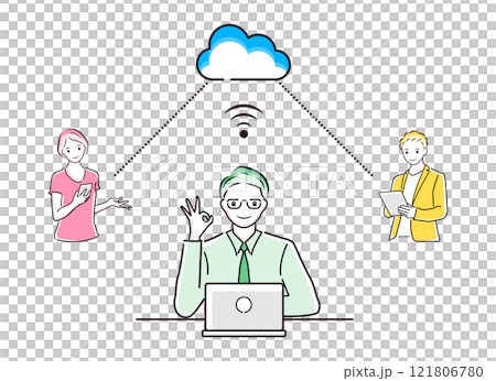 Business people networking and sharing data in the cloud 121806780