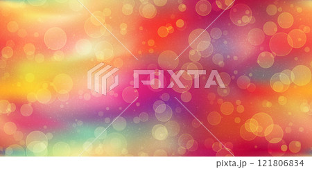 Bokeh effects and overlays in a seamless pattern on a rainbow festive, sparkling bg 121806834