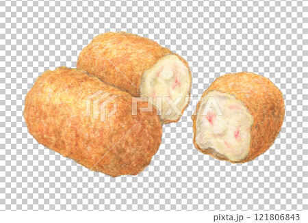 Crab cream croquette hand-drawn watercolor 121806843