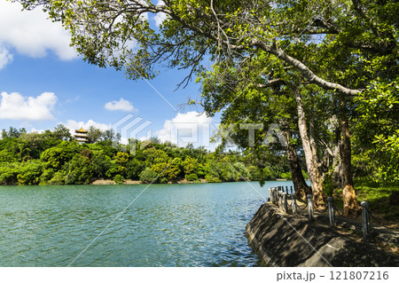 Beautiful lakeshore landscape of Chengcheng Lake Scenic Area in Kaohsiung, Taiwan. Beautiful lakeshore landscape of Chengcheng Lake Scenic Area in Kaohsiung, Taiwan. 121807216