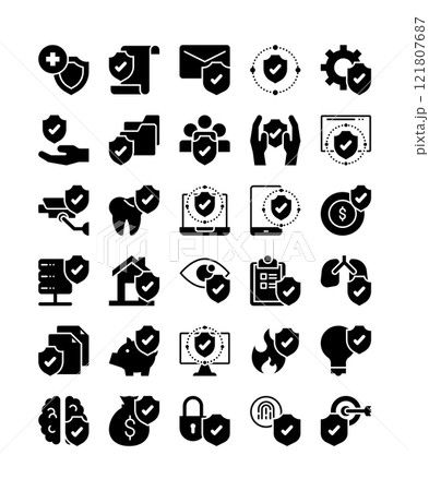 set of shield protection security decoration element solid glyph icon set of shield protection security decoration element solid glyph icon 121807687