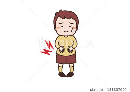 おなかが痛い男の子 全身イラスト素材 おなかが痛い男の子 全身イラスト素材 121807692