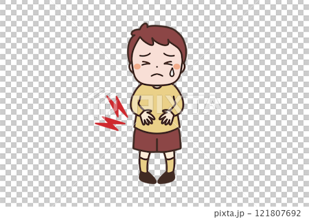 おなかが痛い男の子 全身イラスト素材 おなかが痛い男の子 全身イラスト素材 121807692