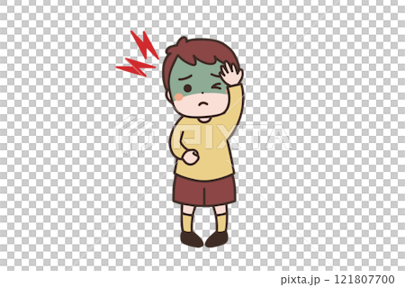 頭が痛い男の子 全身イラスト素材 頭が痛い男の子 全身イラスト素材 121807700
