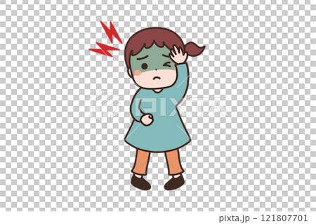 頭が痛い女の子 イラスト素材 頭が痛い女の子 イラスト素材 121807701