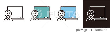 授業をしている先生。教育や学校に関するベクター素材。 121808256