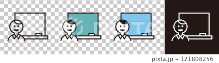 授業をしている先生。教育や学校に関するベクター素材。 121808256