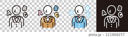 スーツを着た男性のアイコン。英会話の講師。 121808257