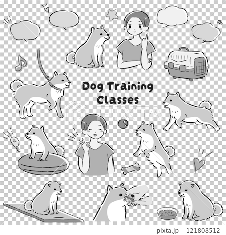 犬の幼稚園(しつけ教室、ドッグトレーナー、ドッグスクール)のイメージイラスト 犬の幼稚園(しつけ教室、ドッグトレーナー、ドッグスクール)のイメージイラスト 121808512