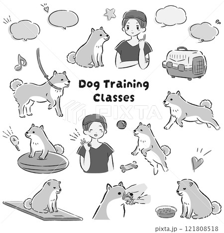 犬の幼稚園(しつけ教室、ドッグトレーナー、ドッグスクール)のイメージイラスト 犬の幼稚園(しつけ教室、ドッグトレーナー、ドッグスクール)のイメージイラスト 121808518