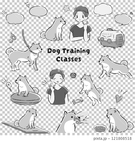 犬の幼稚園(しつけ教室、ドッグトレーナー、ドッグスクール)のイメージイラスト 犬の幼稚園(しつけ教室、ドッグトレーナー、ドッグスクール)のイメージイラスト 121808518