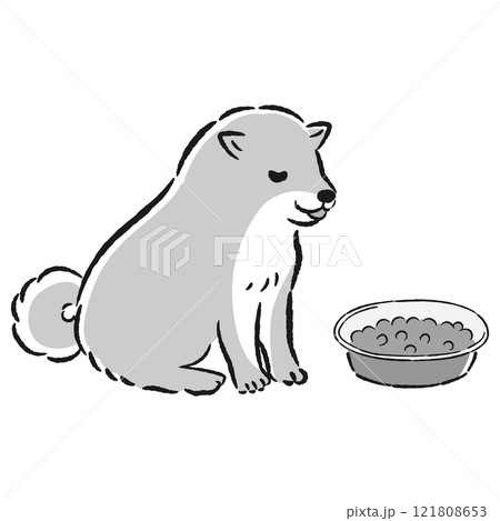 ごはんを食べる犬のイラスト(ドッグフード) ごはんを食べる犬のイラスト(ドッグフード) 121808653