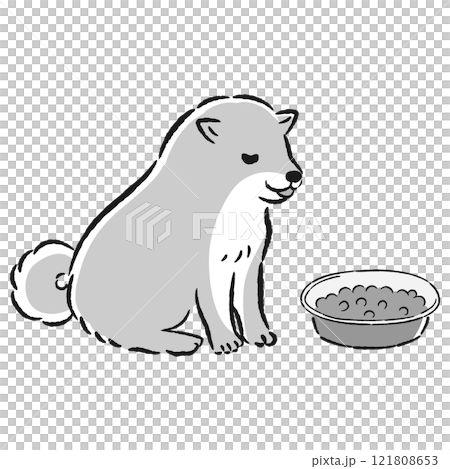 ごはんを食べる犬のイラスト(ドッグフード) ごはんを食べる犬のイラスト(ドッグフード) 121808653