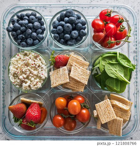 Colorful Healthy Foods in Container 121808766