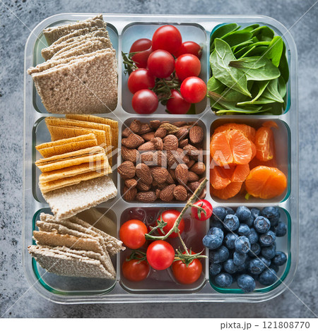 Colorful Healthy Foods in Container 121808770