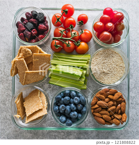 Colorful Healthy Foods in Container 121808822