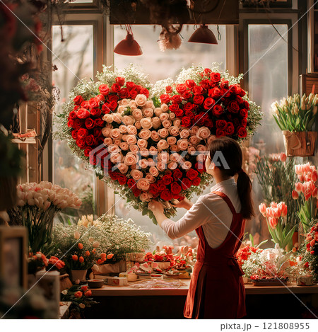 blooming love: valentine's flower heart 121808955