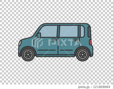 從側面看輕型車的插圖（線圖顏色） 121809064