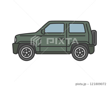 横から見た、自動車のクロカンSUV(線画カラー)のイラスト 横から見た、自動車のクロカンSUV(線画カラー)のイラスト 121809072