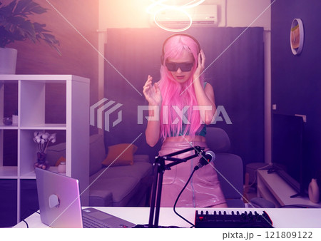 Beautiful young singer and musician broadcast from her home studio 121809122