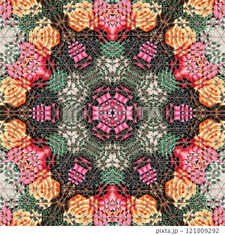 Mystical pattern design for the background. Fantasy flower texture for paper, wrapper, fabric, business card, carpet, tile, flyer printing. Swirl of luxury marble for any type of elegant home decor 121809292