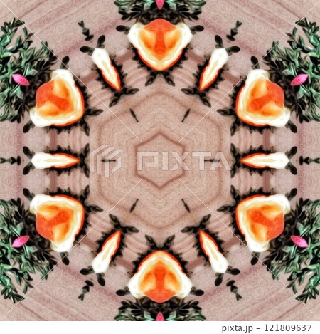 Mystical pattern design for the background. Fantasy flower texture for paper, wrapper, fabric, business card, carpet, tile, flyer printing. Swirl of luxury marble for any type of elegant home decor 121809637