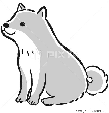 おすわり（待て）をする犬のイラスト 121809828
