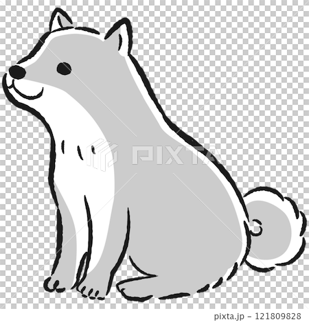 おすわり（待て）をする犬のイラスト 121809828